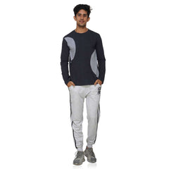 Black Arc Style Crew Neck Long Sleeve Tee