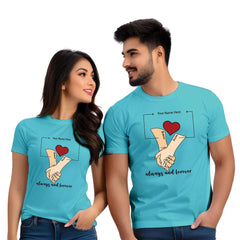 Always & Forever Half Sleeve Printed Couple T-shirt