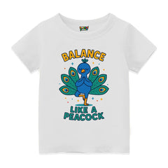 Balance Pose Kids Tee - Peacock Edition