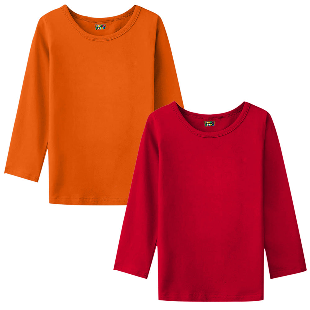 2pc Kids Girls Plain Long Sleeve Tshirts