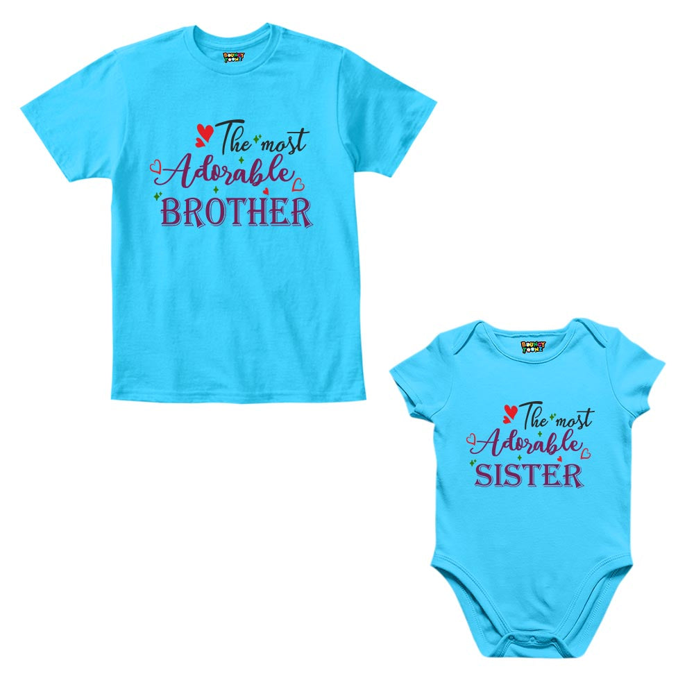 Adorable Brother Sister Sibling Romper With Tshirt
