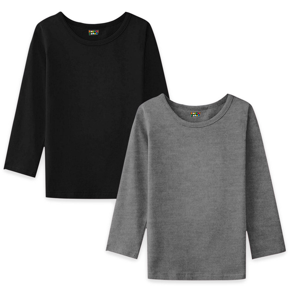 2pc Kids Girls Plain Long Sleeve Tshirts