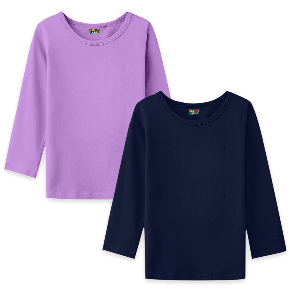 2pc Kids Girls Plain Long Sleeve Tshirts