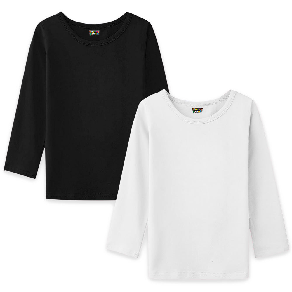 2pc Kids Girls Plain Long Sleeve Tshirts