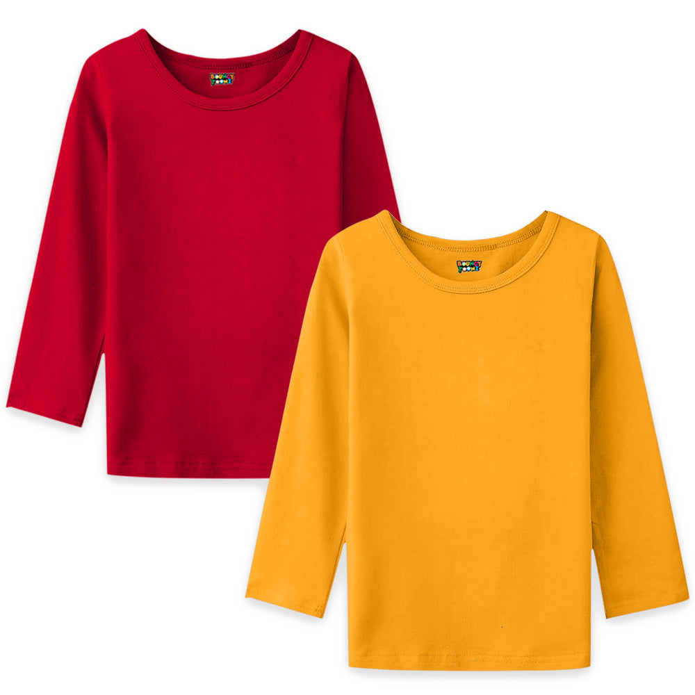 2pc Kids Girls Plain Long Sleeve Tshirts