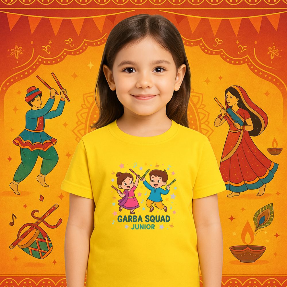 "Garba Squad Junior" Name Customised Navratri Festive Kids T-Shirt
