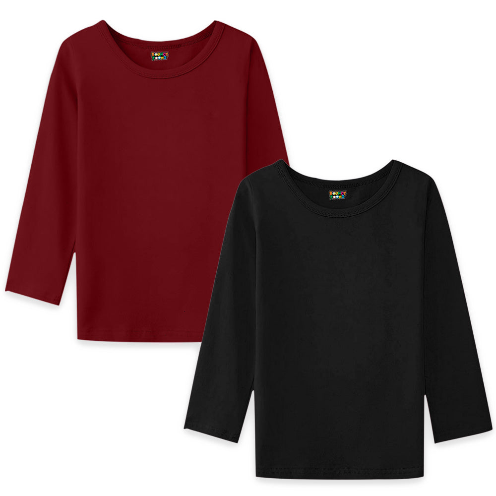 2pc Kids Girls Plain Long Sleeve Tshirts
