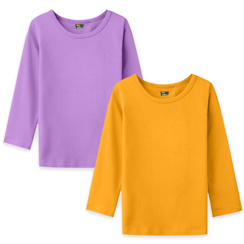 2pc Kids Girls Plain Long Sleeve Tshirts