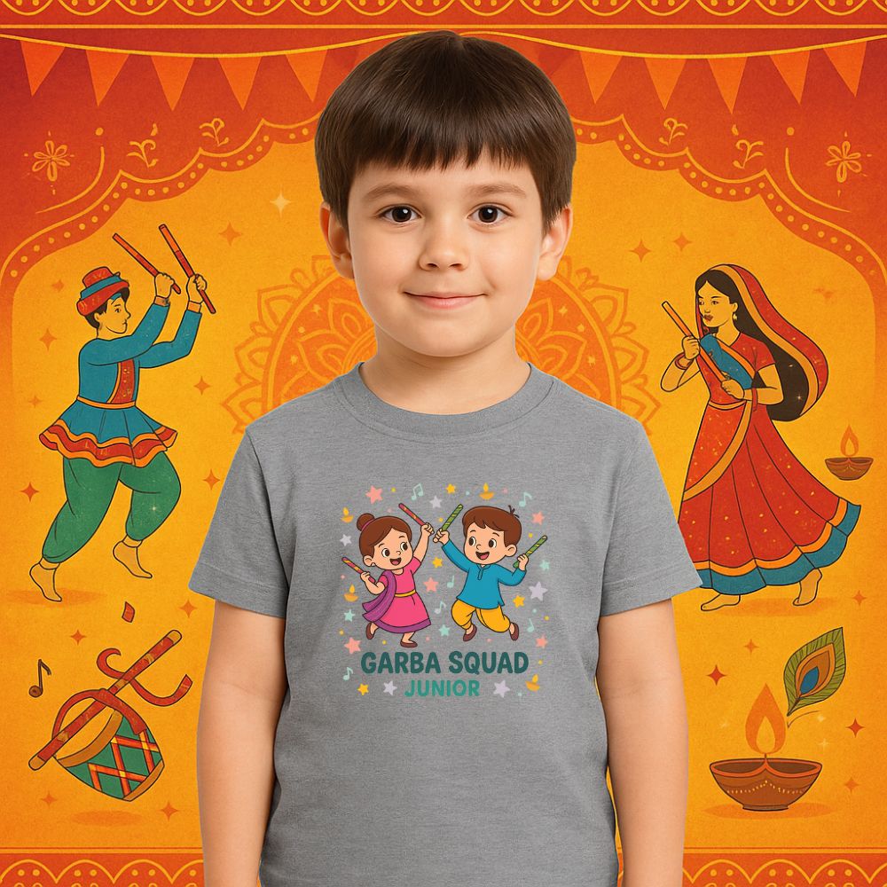 "Garba Squad Junior" Name Customised Navratri Festive Kids T-Shirt
