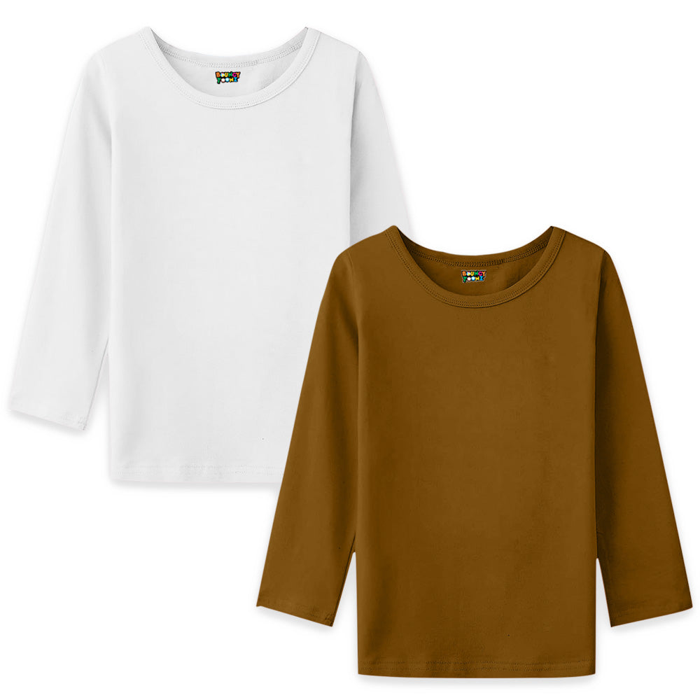 2pc Kids Girls Plain Long Sleeve Tshirts