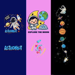 Astronaut Print Kids Cotton Co-Ord Set | Soft Summer T-Shirt & Shorts