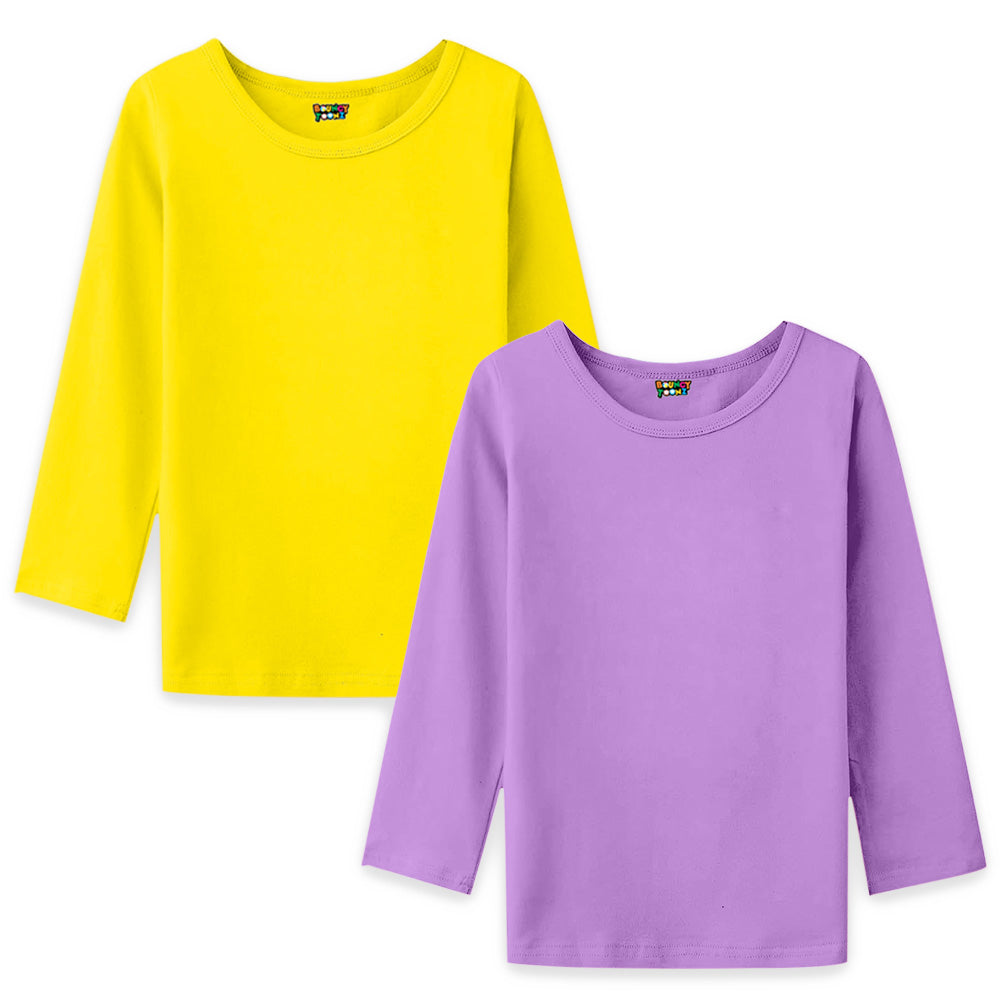 2pc Kids Girls Plain Long Sleeve Tshirts