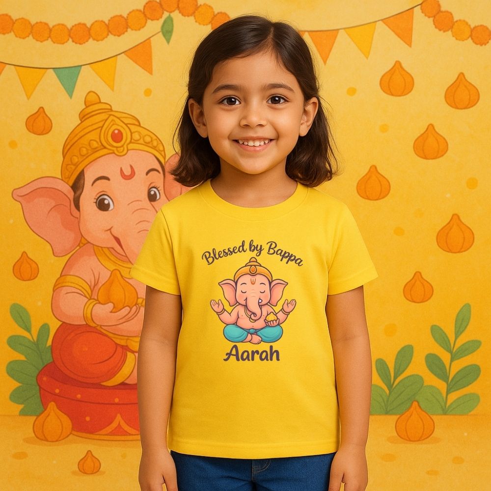 Blessed by Bappa – Ganesha Themed Custom T-Shirt for Kids