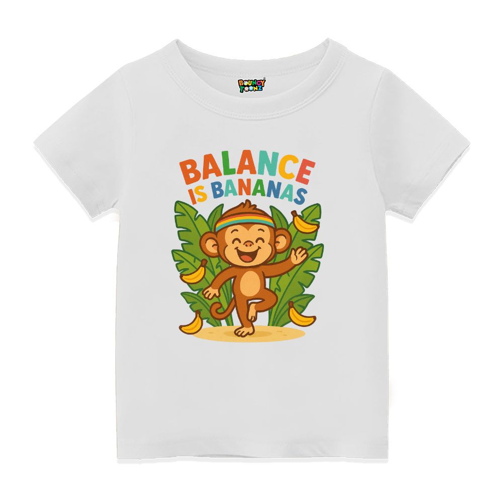 Balance is Bananas Funny Yoga Pose kids Tshirts