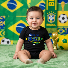 Brazil Baby Football Romper – Personalized Infant Soccer Jersey Onesie with Custom Name & Number