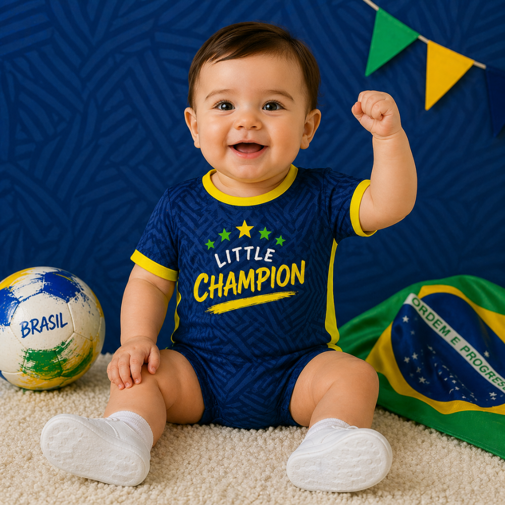 Brazil Team Baby Romper – Personalized Infant Football Jersey with Custom Number