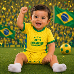 Brazil Baby Soccer Jersey Romper – Personalized Football Fan Outfit for Babies