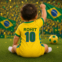 Brazil Baby Soccer Jersey Romper – Personalized Football Fan Outfit for Babies