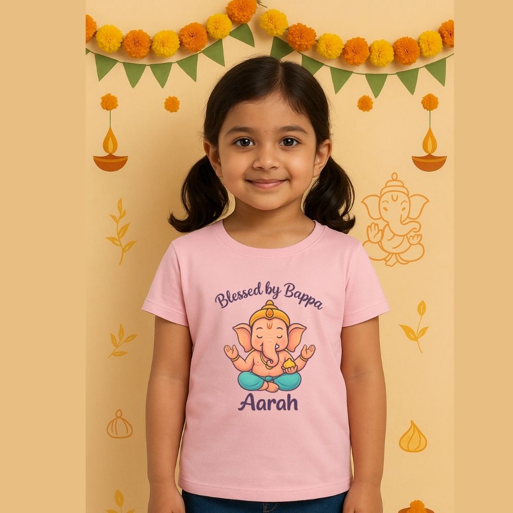 Blessed by Bappa – Ganesha Themed Custom T-Shirt for Kids