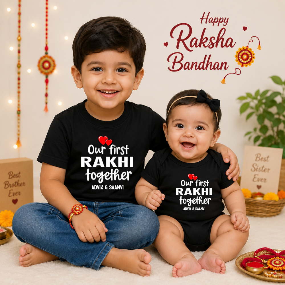 Baby's First Rakhi Outfit and Brother Rakhi T-Shirt & Romper