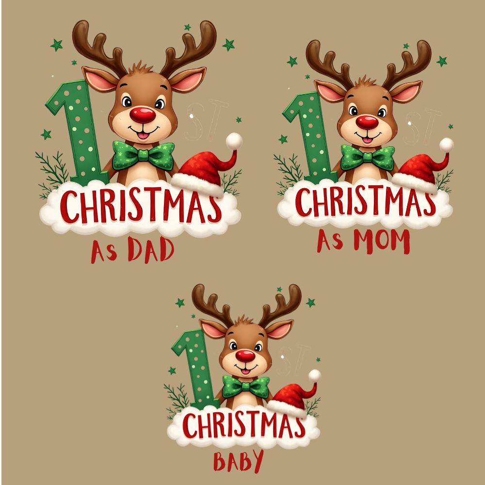 "My First Christmas" Matching Family Outfits - Sweatshirts for Mom Dad and Baby Romper