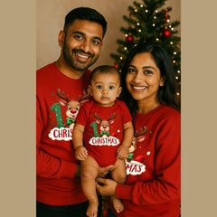 "My First Christmas" Matching Family Outfits - Sweatshirts for Mom Dad and Baby Romper