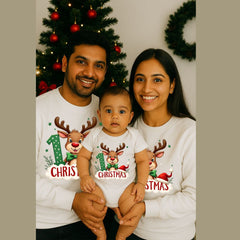 "My First Christmas" Matching Family Outfits - Sweatshirts for Mom Dad and Baby Romper