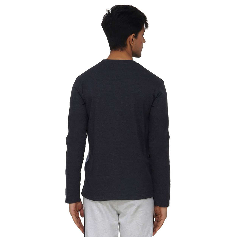 Black Arc Style Crew Neck Long Sleeve Tee