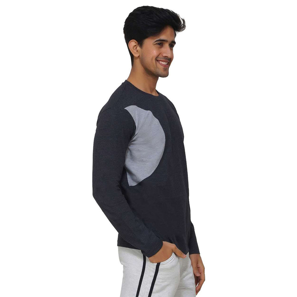 Black Arc Style Crew Neck Long Sleeve Tee