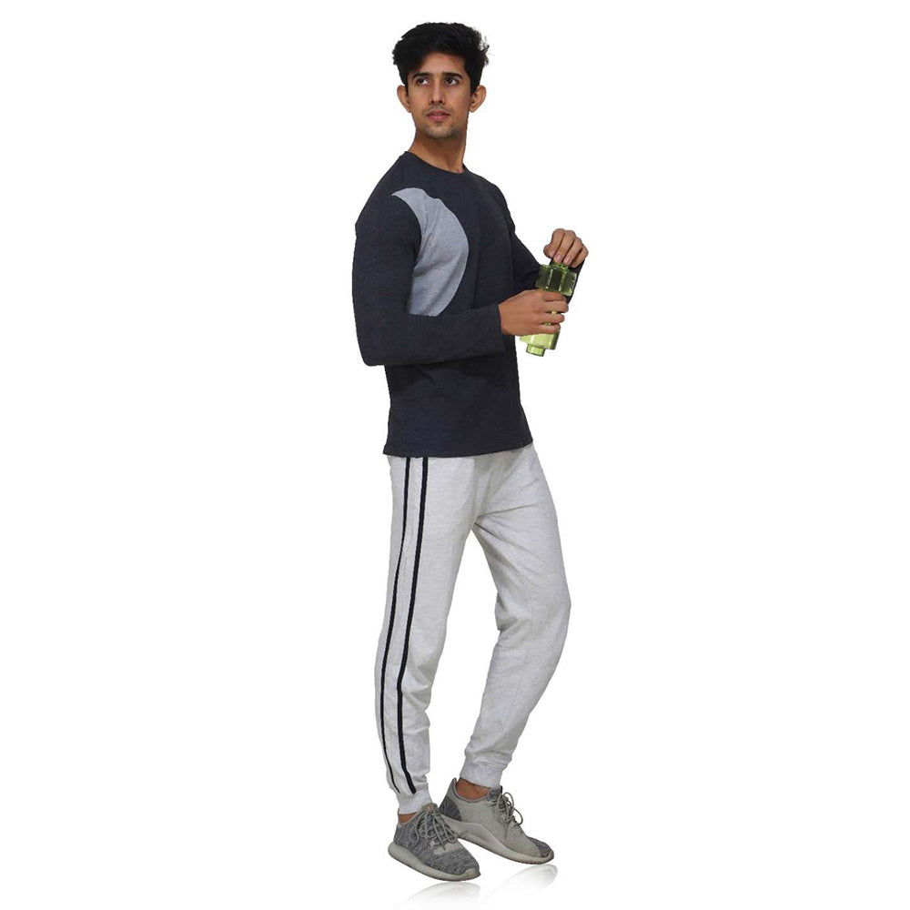 Black Arc Style Crew Neck Long Sleeve Tee