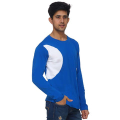 Blue Arc Style Crew Neck Long T-shirt