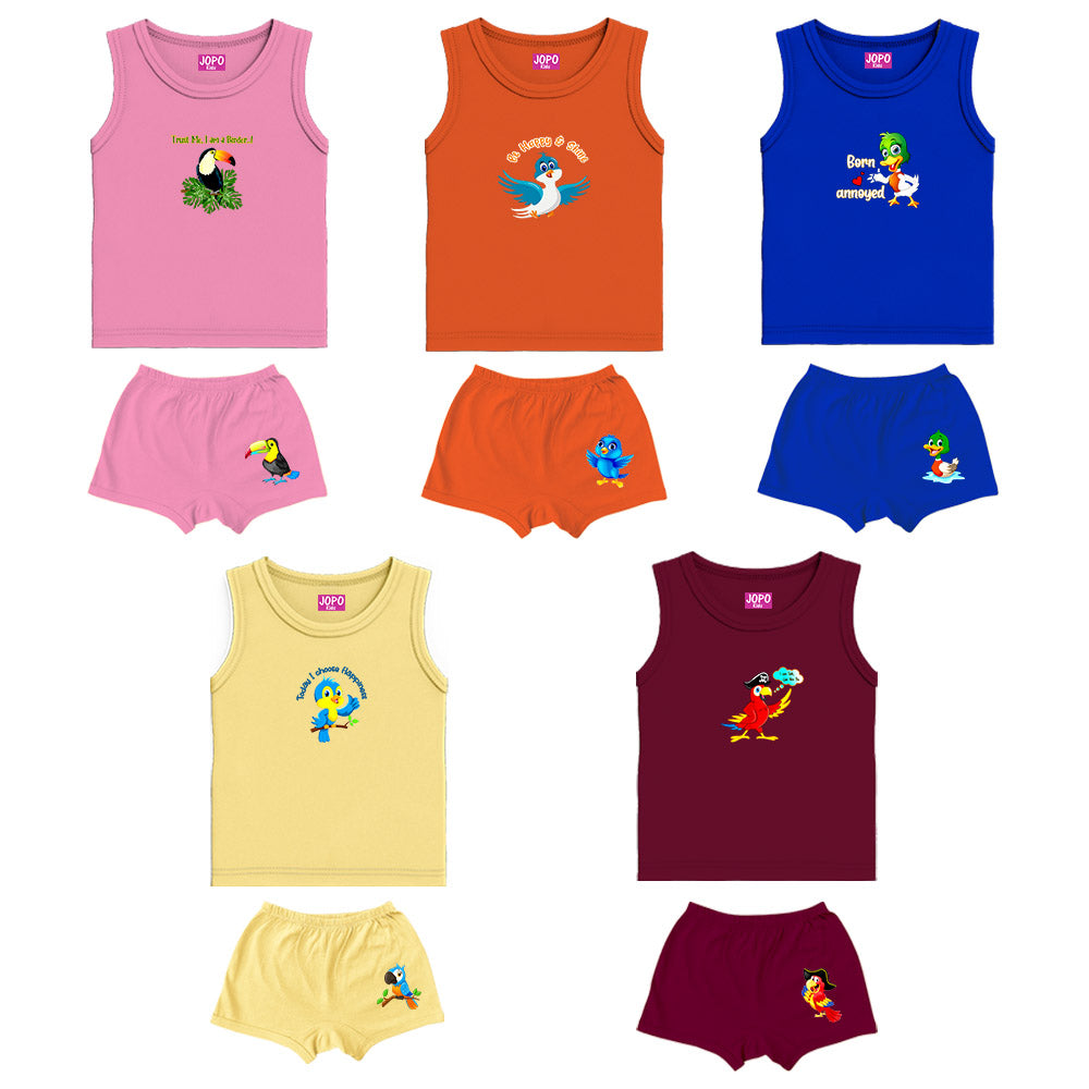 Birds Theme Printed Vest Bloomers Combo