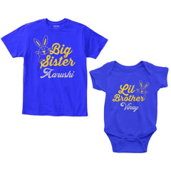 Big Sister Little Sister Custom Name Romper With Tshirt