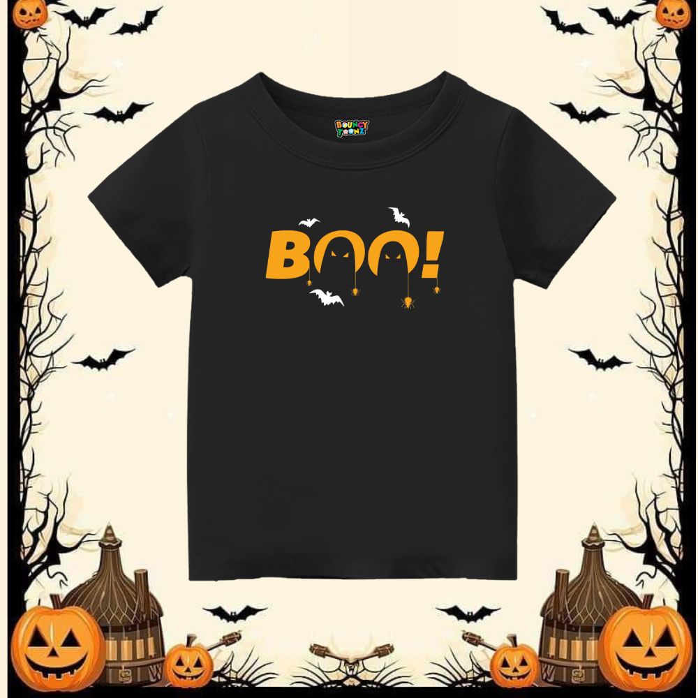 Boo! Halloween Kids' T-shirt - Spooky Ghost & Bat Tee