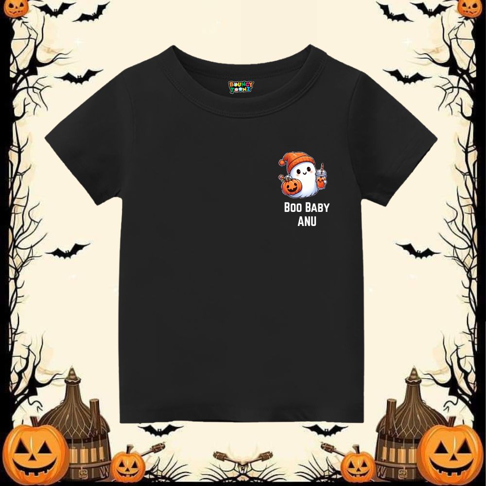 Boo Baby Halloween T-Shirt - Personalized Ghost & Pumpkin Tee for Kids