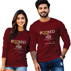 Booked by Him & Her printed couple T shirt