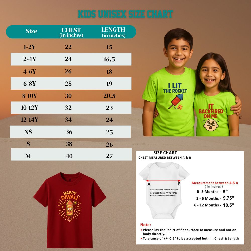 "Cracker Boss" & "Silent Pataka" Sibling Diwali T-Shirt Set