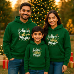 Believe in Family Magic Matching Red Christmas Hoodies