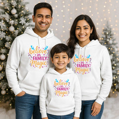 Believe in Family Magic Matching Red Christmas Hoodies