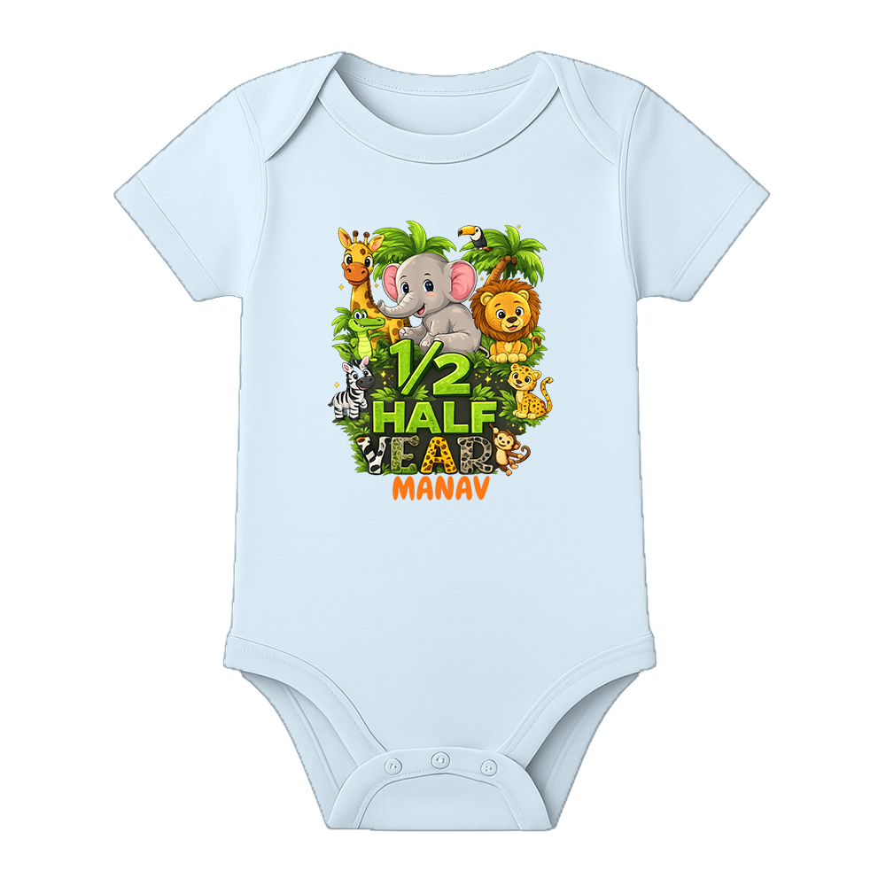 6 Month Completed Baby Romper Custom Print