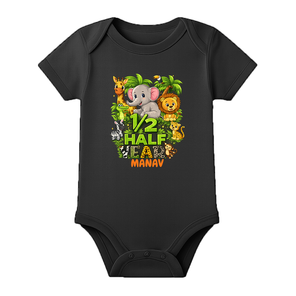 6 Month Completed Baby Romper Custom Print