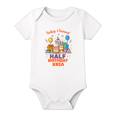 6 Month Birthday Celebration Romper Personalized