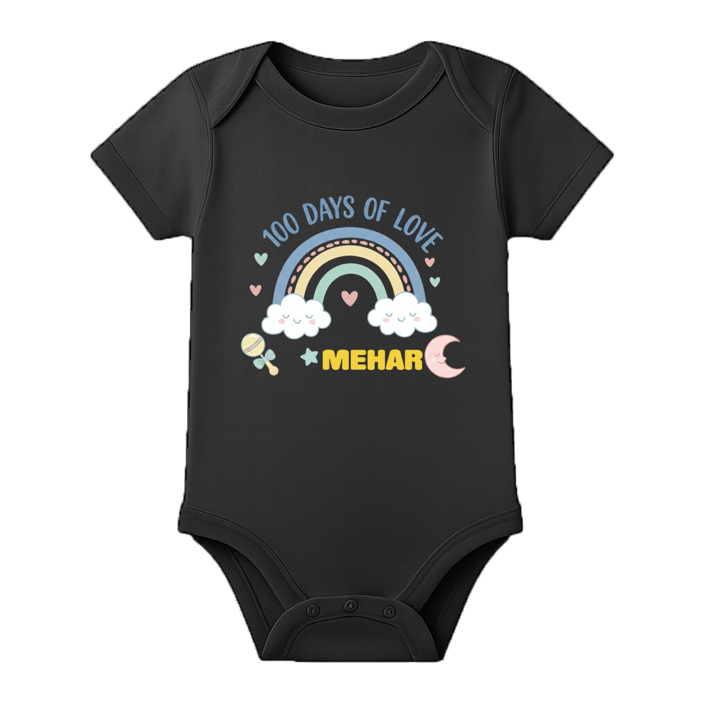 100 Days Baby Photoshoot Romper with Cute Print