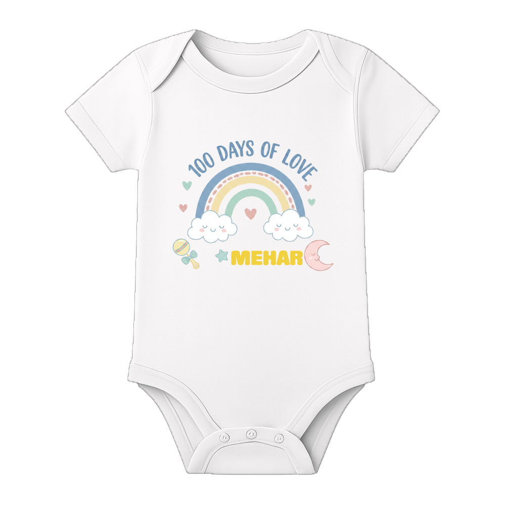 100 Days Baby Photoshoot Romper with Cute Print