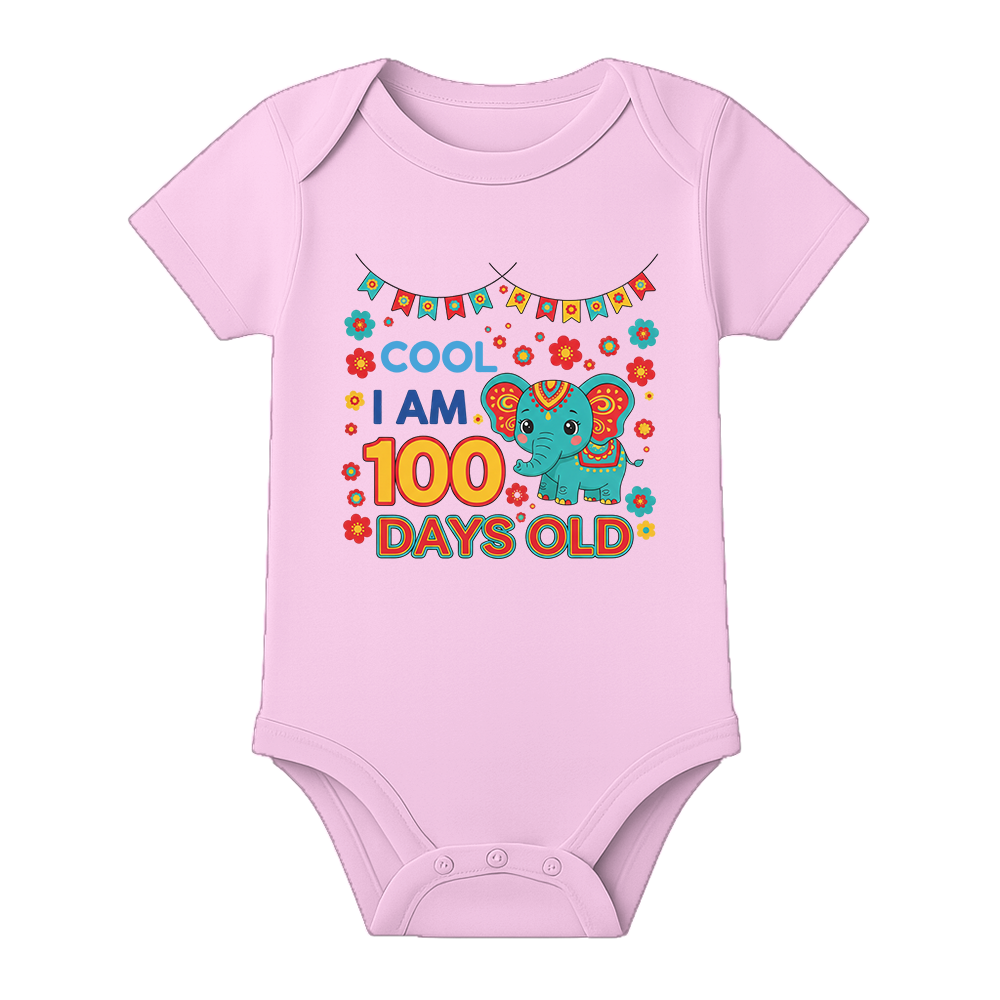 100th Day Baby Onesie Cute Printed Cotton Dress
