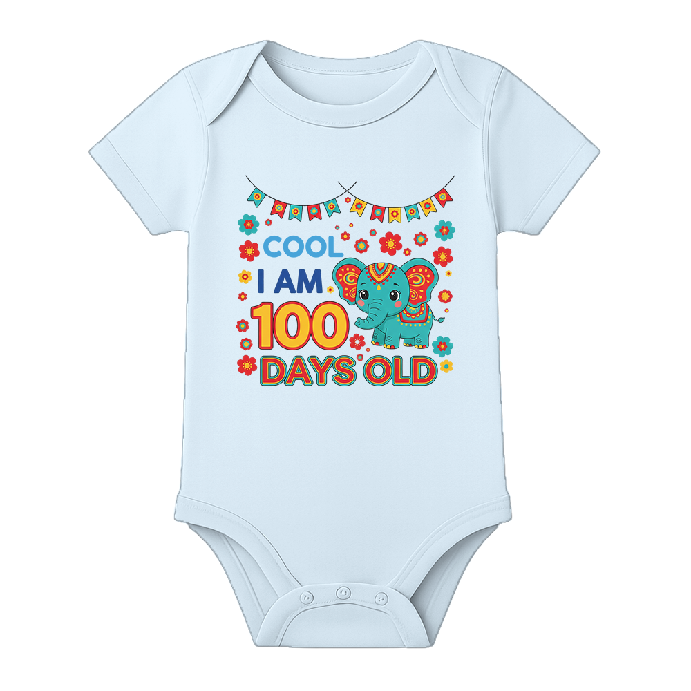 100th Day Baby Onesie Cute Printed Cotton Dress
