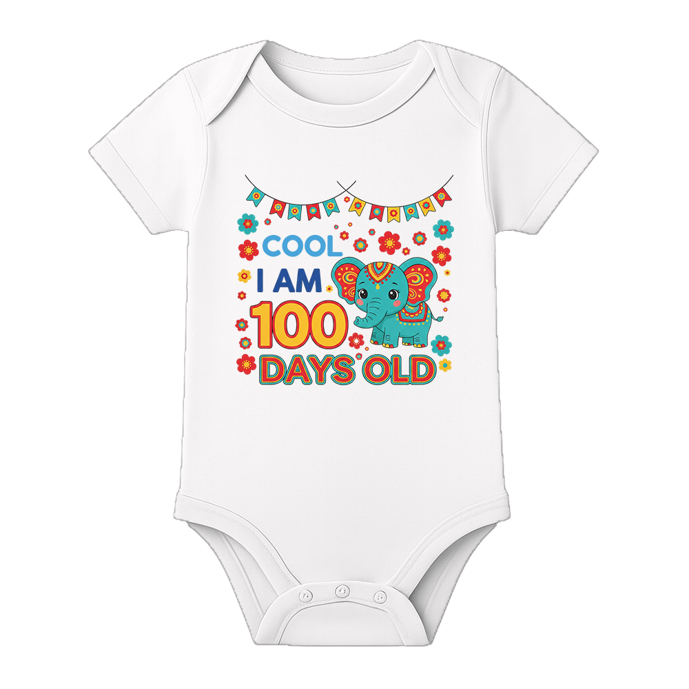 100th Day Baby Onesie Cute Printed Cotton Dress
