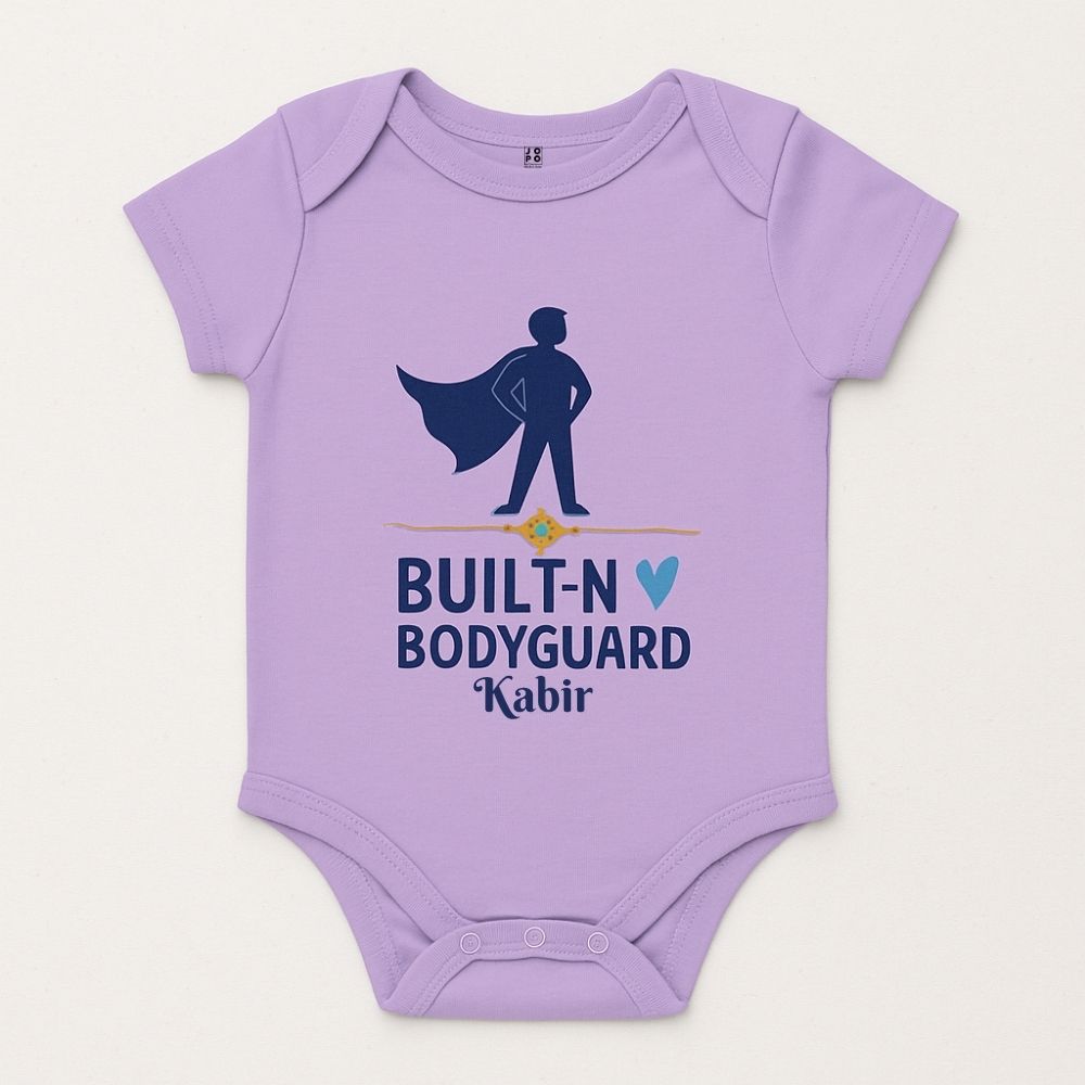 Built-In Bodyguard Lavender Superhero Edition - Personalized Baby Romper