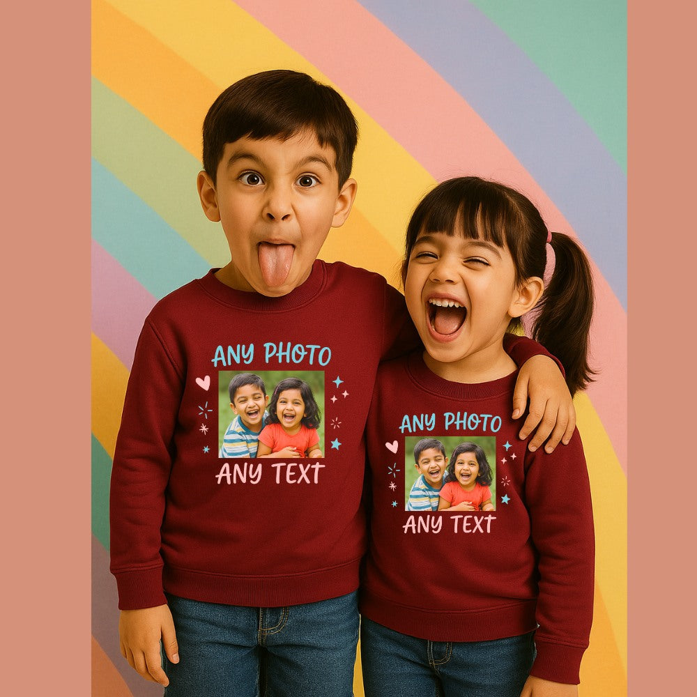 Brother Sister Photo Print Combo Sweatshirts - Memorable Gift to Siblings