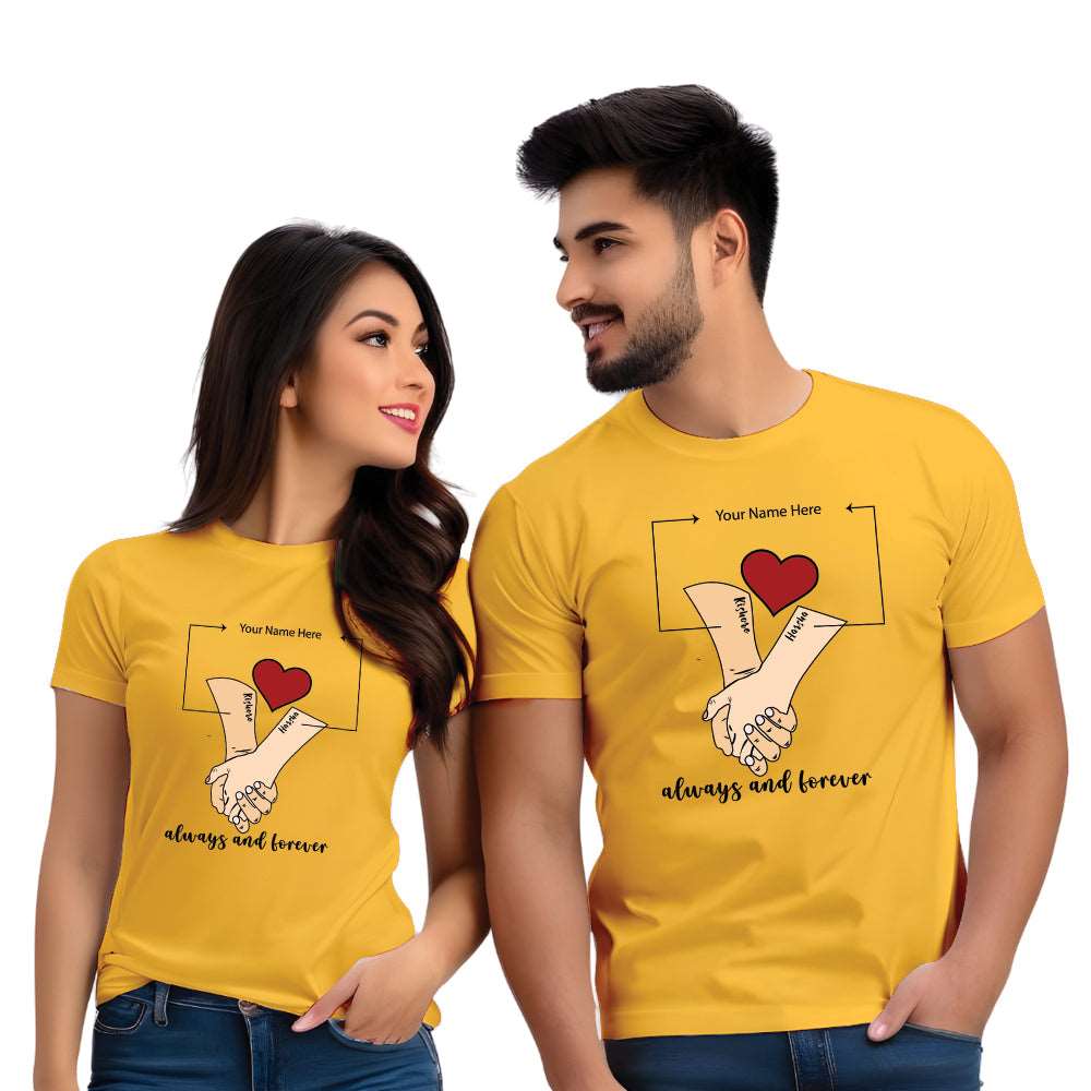 Always & Forever Half Sleeve Printed Couple T-shirt